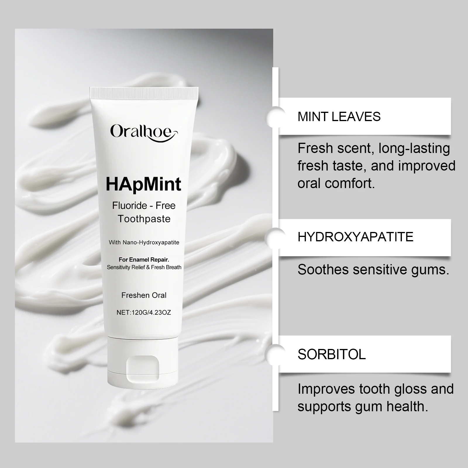معجون أسنان هيدروكسياباتيت معجون أسنان بالنعناع الطازج التنظيف العميق يزيل الأسنان الصفراء بشكل فعال معجون أسنان للعناية بالفم
