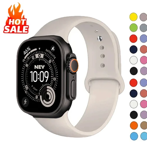 Correa de silicona para Apple Watch S11 S10 46mm 42mm 45mm 44-40mm pulsera deportiva iwatch series 8 7 6 5 4 3 SE 9 Ultra 2-3 49mm