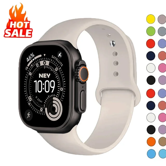 Silikonowy pasek do Apple Watch S11 S10 46mm 42mm 45mm 44-40mm sportowa bransoletka iwatch series 8 7 6 5 4 3 SE 9 Ultra 2-3 49mm