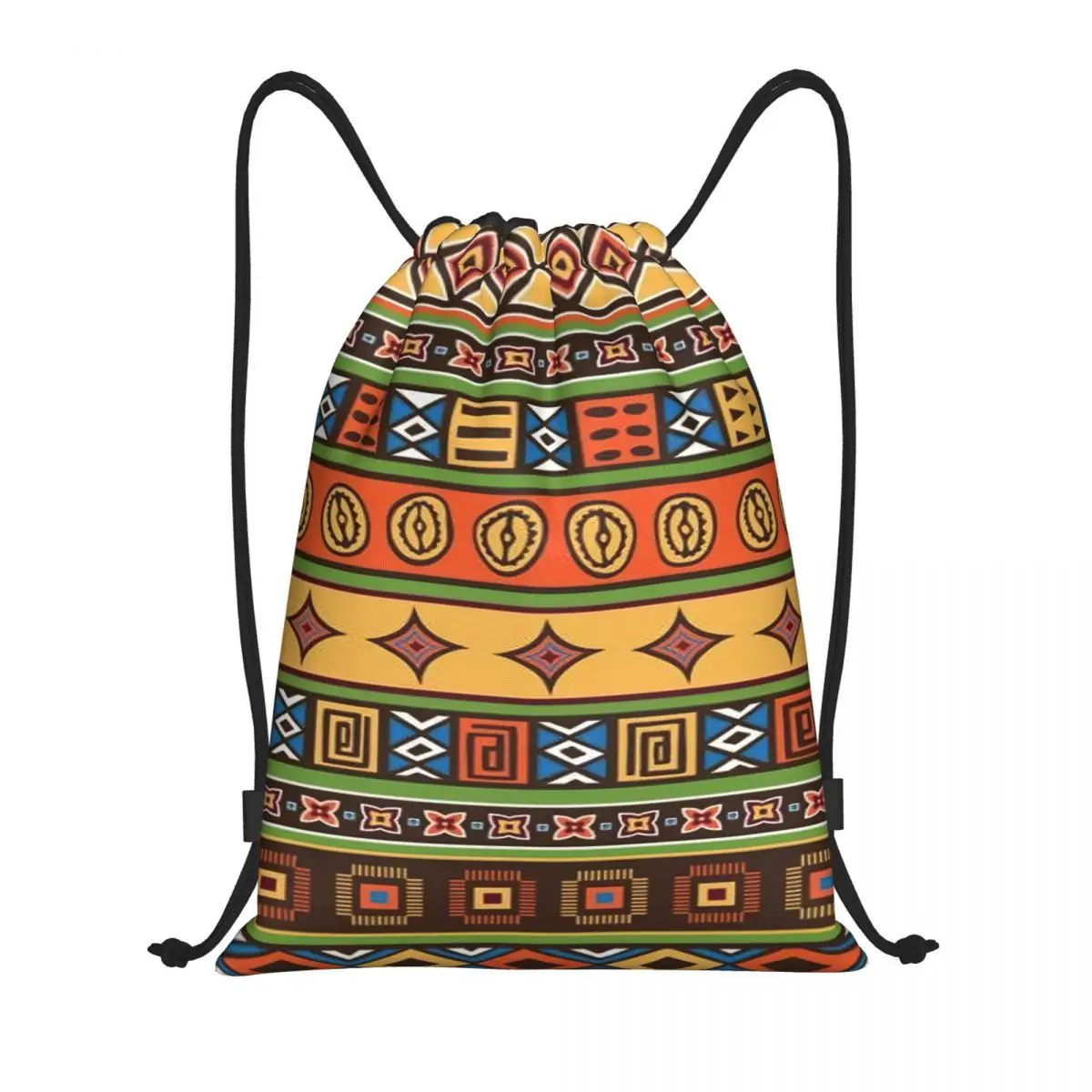 

Custom African Kitenge Ankara Print Drawstring Backpack Sports Gym Bag for Women Men Africa Ethnic Art Training Sackpack