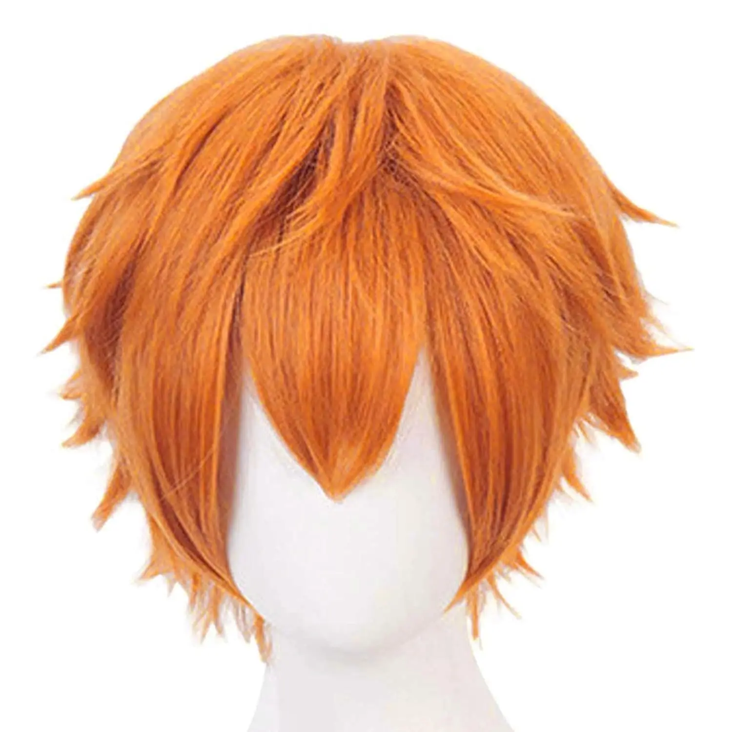 Short Orange Wig for Men Orange Cosplay Costume Wig for Halloween Synthetic Short Natural Wavy Wigs Hair