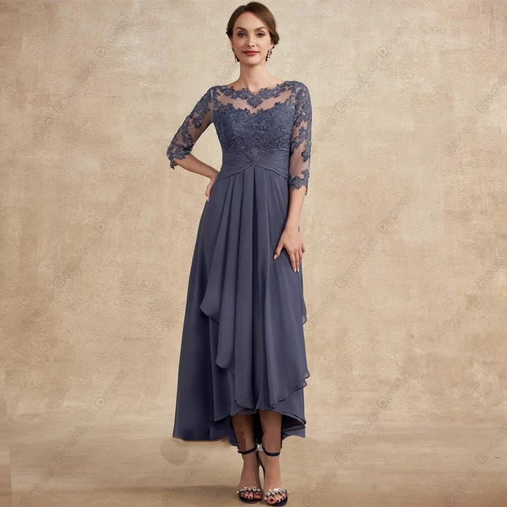 

Fashion Mother of Bride Dresses for Women Scoop Three Quarter Wedding Party Gown with Lace 2023 New Elegant Vestido De Noche