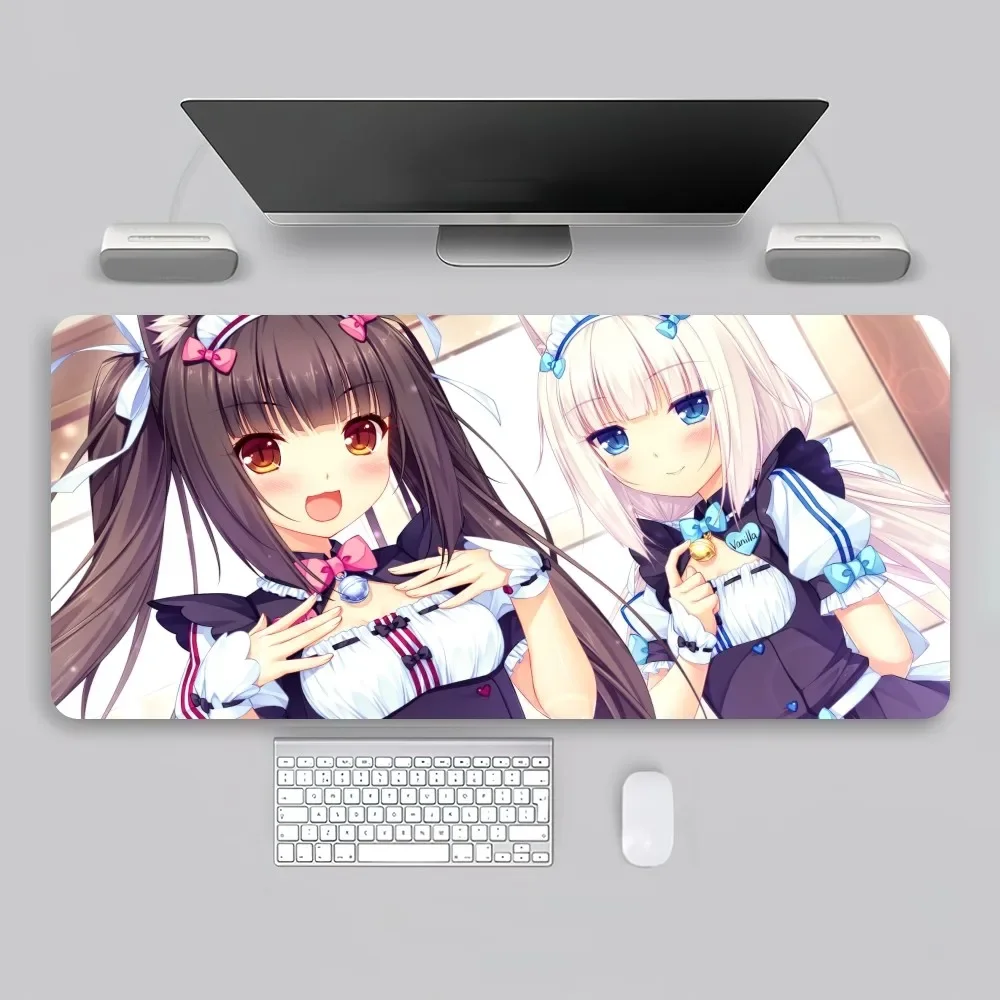 Kawaii Chocola Nekopara Vanilla Cute Girl Maid Cat Mouse Pad Game Office Large PC Keyboard Rubber Big Desk Computer Laptop Table