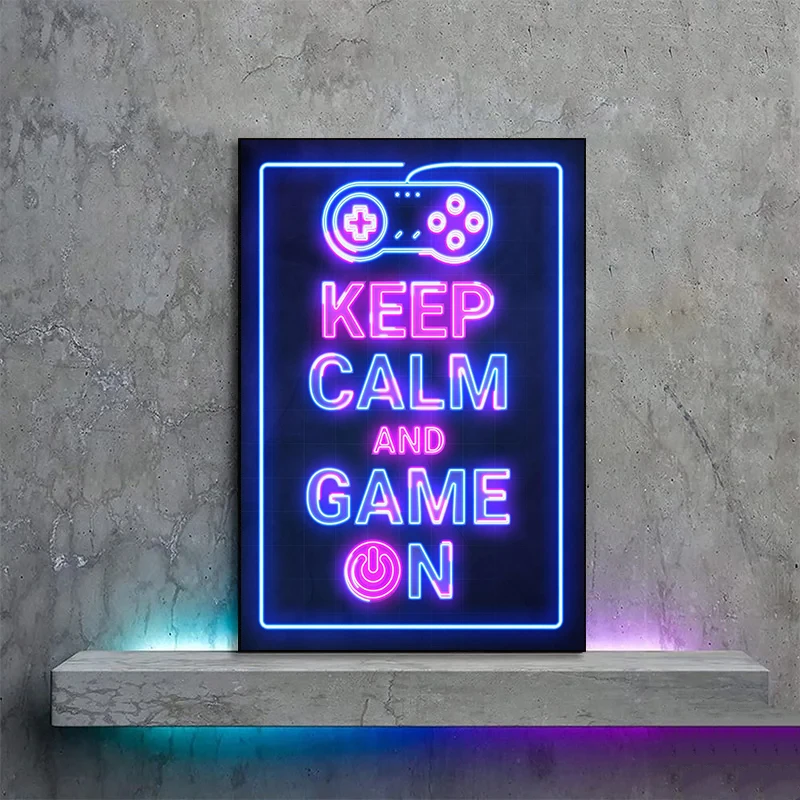 Gaming Neon Quotes Posters and Prints Canvas Printing Game Zone Wall Modern Art Picture for Living Room Home Decoration No LED