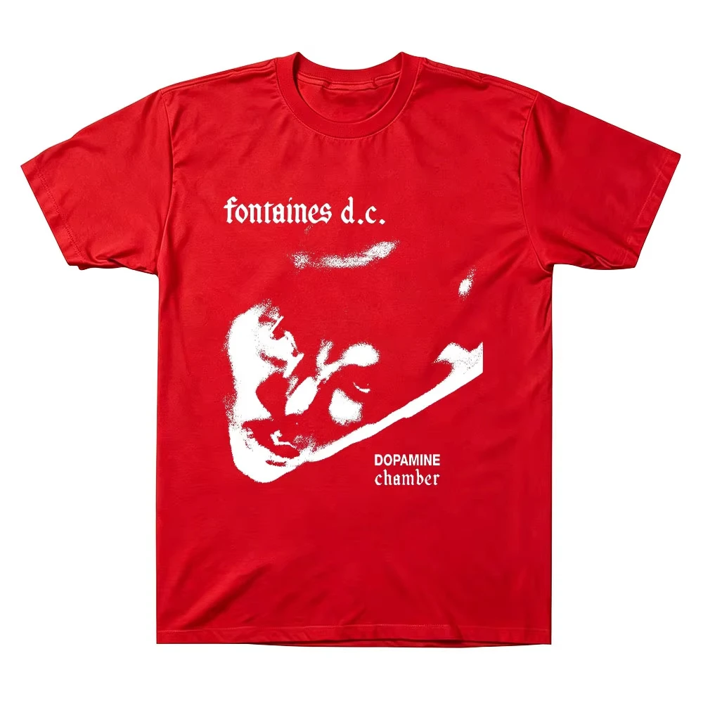 Dopamine Chamber One Colour Dc T-shirts Fontaines D.C. Short Sleeved Vintage Casual Tee High Street Rock Print Top Unisex