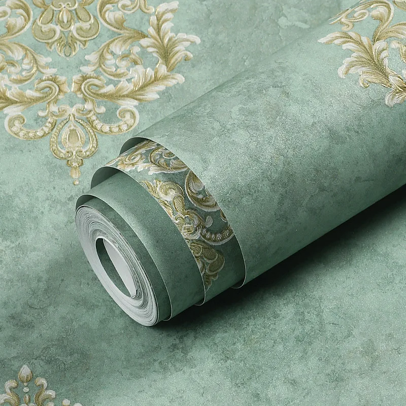 الرجعية ثلاثية الأبعاد النمط الأوروبي البلد الأمريكي ريفي غير خلفية قماش فاخرة الأخضر غرفة نوم غرفة المعيشة حائط الخلفية ديكور #2