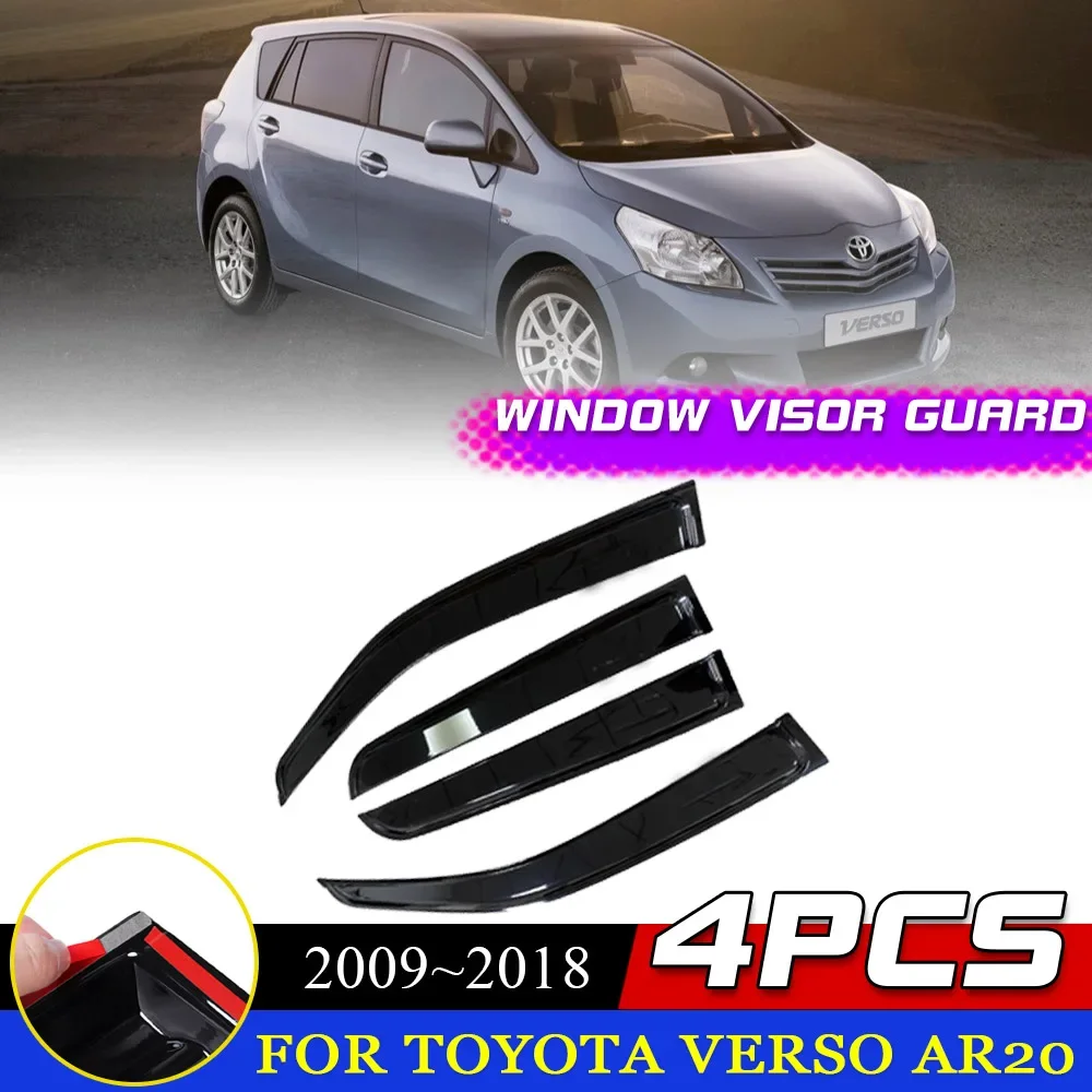 For Toyota Verso AR20 2009~2018 Car Windows Visor Sides Vent Smoke Awning Shelter Sun Rain Guards Deflector Exterior Accessories