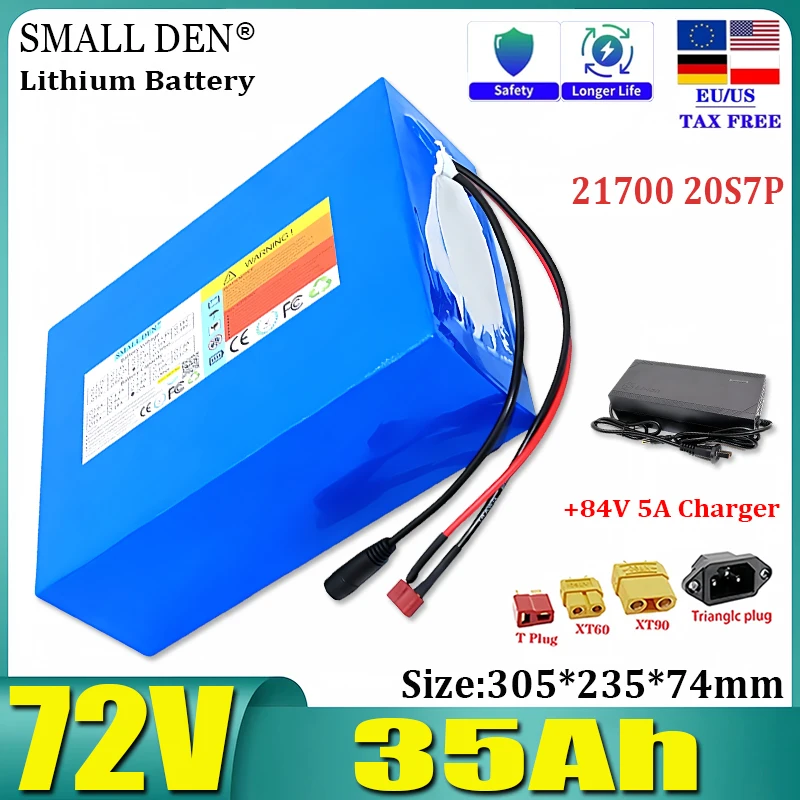 New 72V 35Ah 21700 20S9P Lithium Battery Pack BMS 3500W Motorcycle High Power and Large Capacity Rechargeable Battery tax exempt