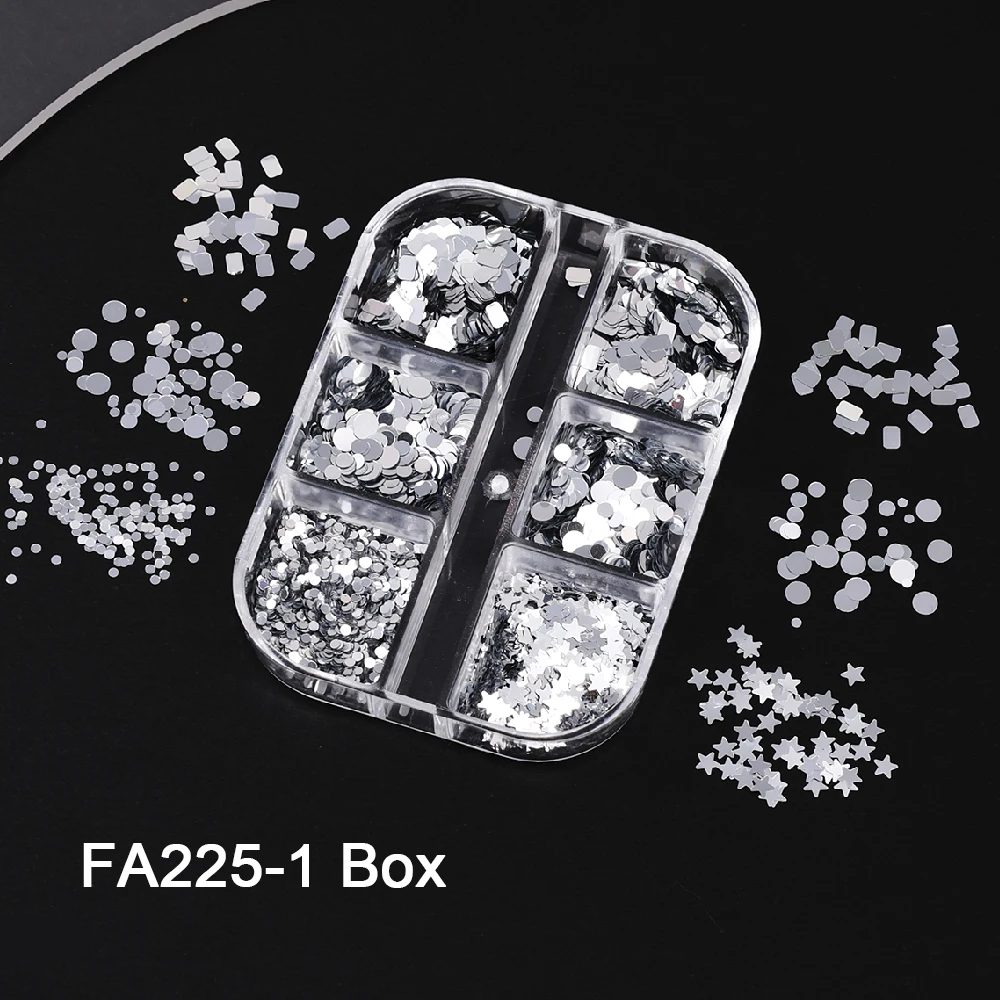 SWEET TREND-1/ 4 Boxen Mini Nail Art Polka Dot Stern Pailletten Flocken Silbern Glänzende Rechteckige Glitzer-Pailletten Zubehör für Maniküre – Detail 8