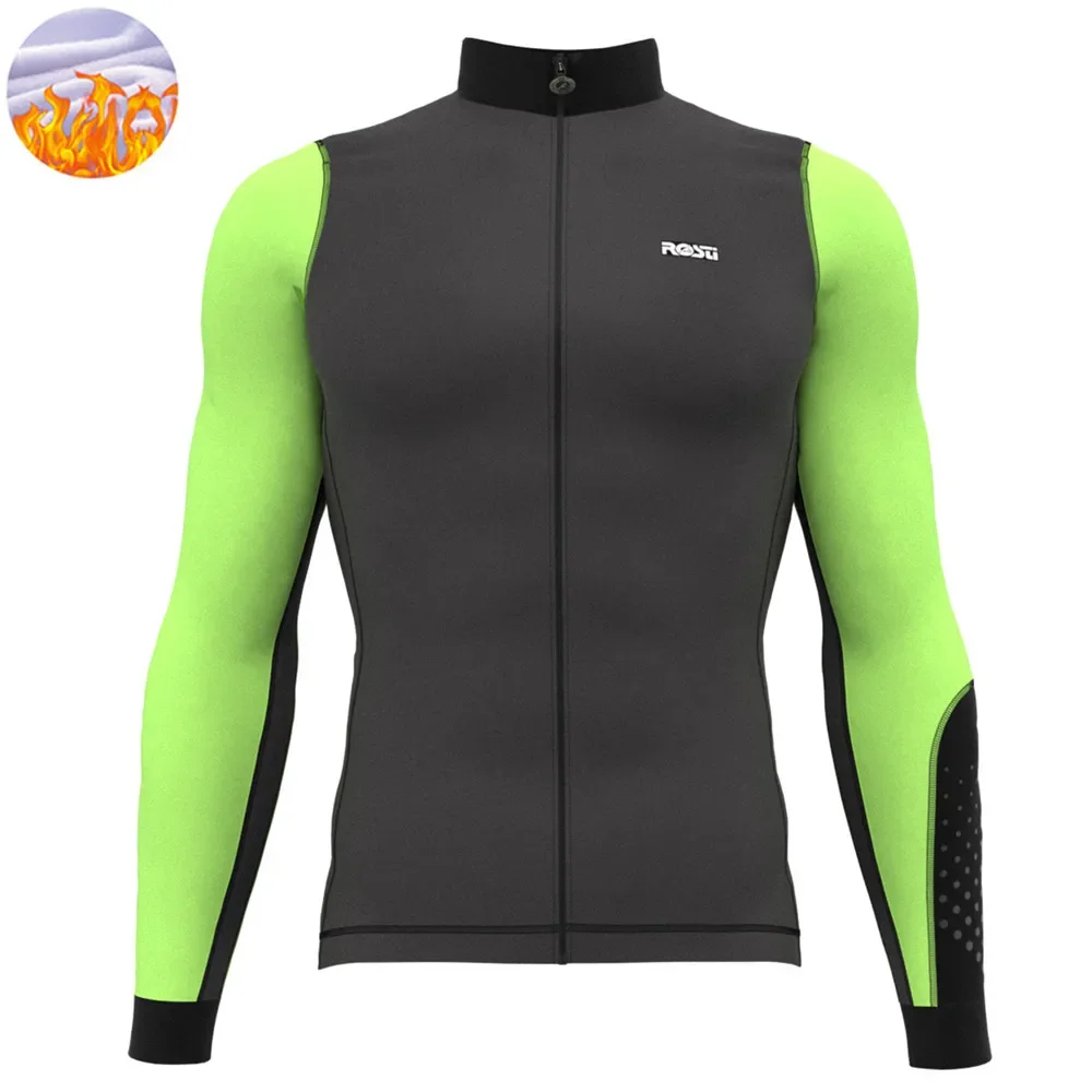 

Rosti Winter thermal fleece Cycling Jersey Men Long Sleeve Jacket Jersey Outdoor Riding Bike MTB Clothing Warm Fleece Warm wear