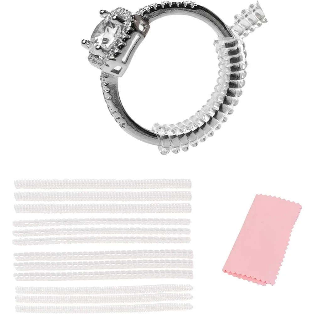 12-Pack Invisible Ring Sizer, 4 Sizes, Adjustable Clear Bands for Comfortable Fit on 2-6mm Rings