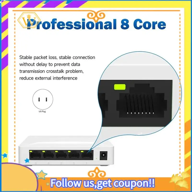 Network Switch 5 Port 100/1000Mbps Gigabit Network Ethernet Switch Adapter Fast RJ45 Ethernet Switcher LAN Hub US Plug Durable