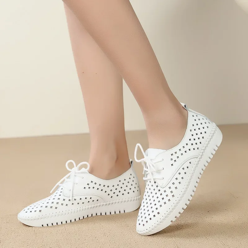 2020 été sneaker femmes plate-forme chaussures femme en cuir véritable marche sandales plates pour les femmes respirant confort vacances chaussures