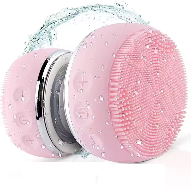 Mini Electric Silicone Face Cleaning Brush Spa Ultrasonic Face Scrubber Massager Sonic Vibrating Facial Cleansing Brush
