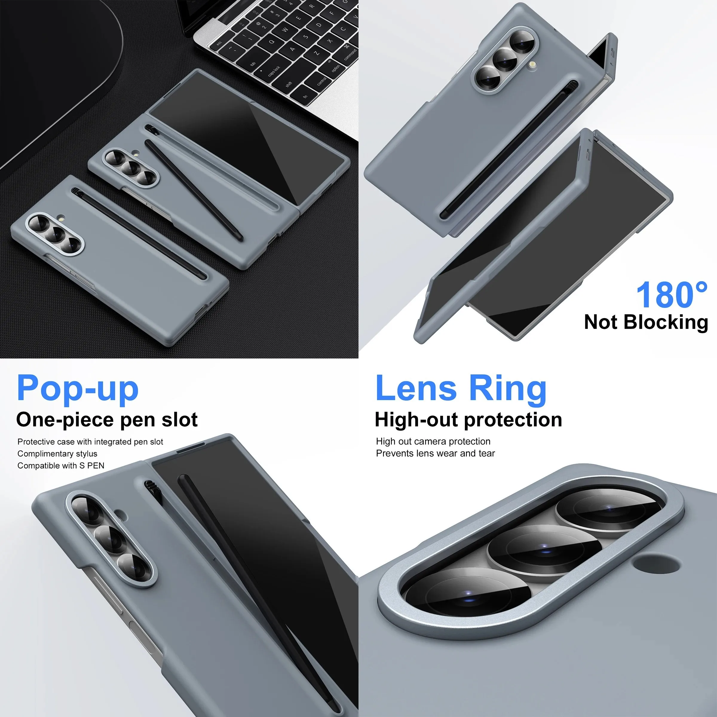 Suitable for Samsung Galaxy Z-Fold8/Fold7/Fold 6 5 4 3 New Folding Skin-Feel Mobile Phone Case with Stylus Compatible with S Pen