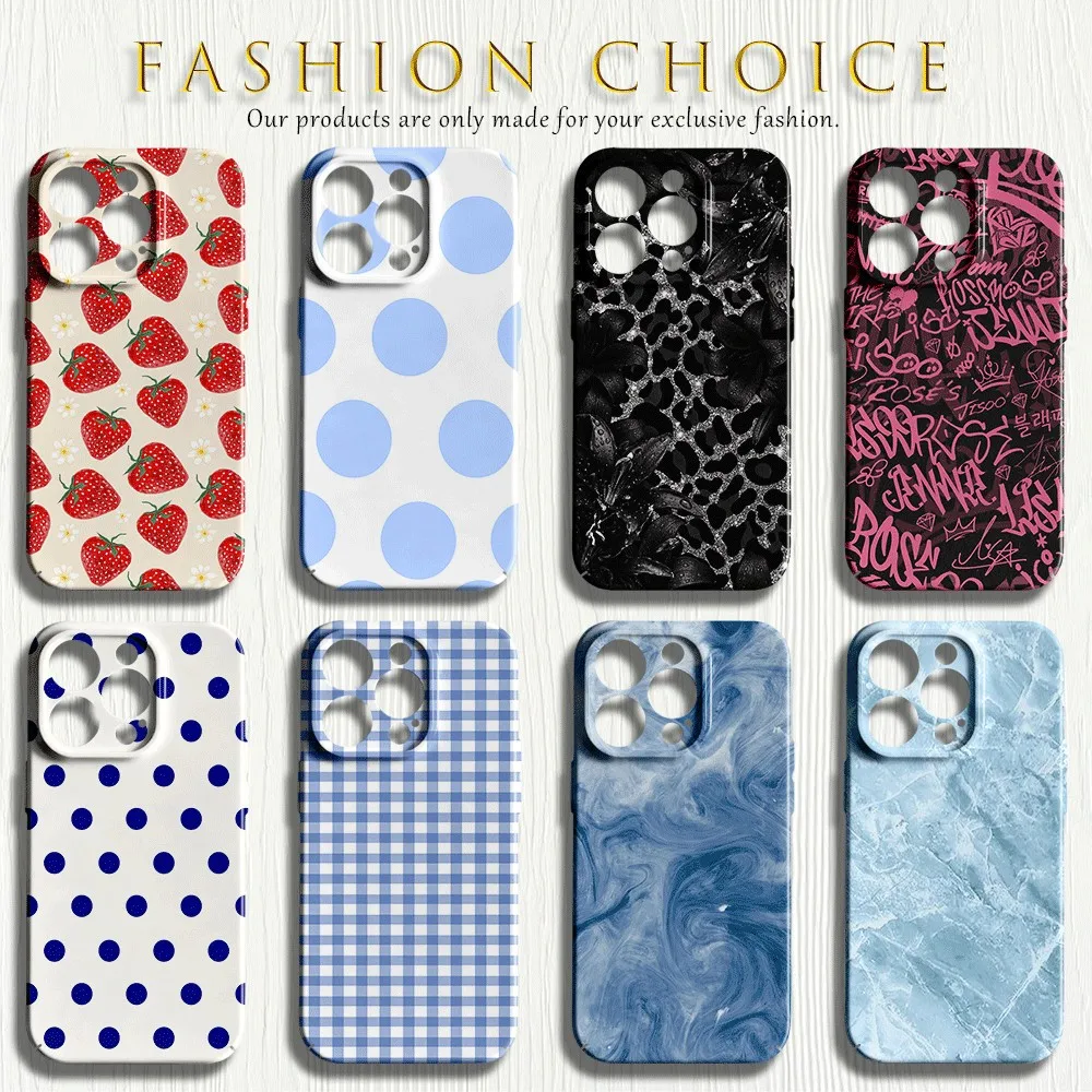 Blue Polka Glossy Film Hard Phone Case for Samsung Galaxy A27 A37 A57 A17 A07 A16 A56 A26 A36 A55 A35 A15 A54 4G 5G