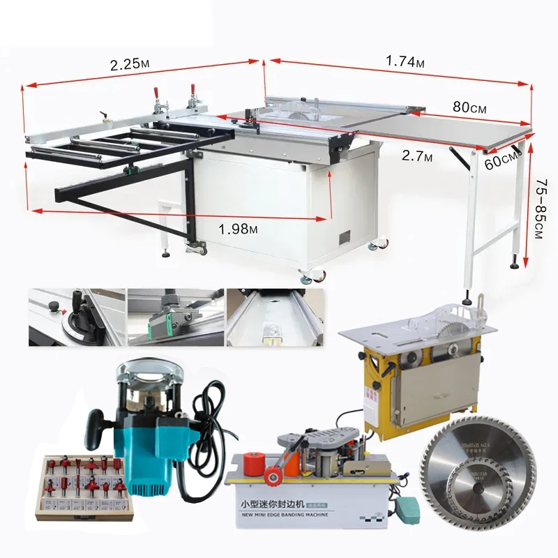 

High precision radial saw table/wood working machine Multifunctional Woodworking Small precision Sliding Wood Table Saw Machines