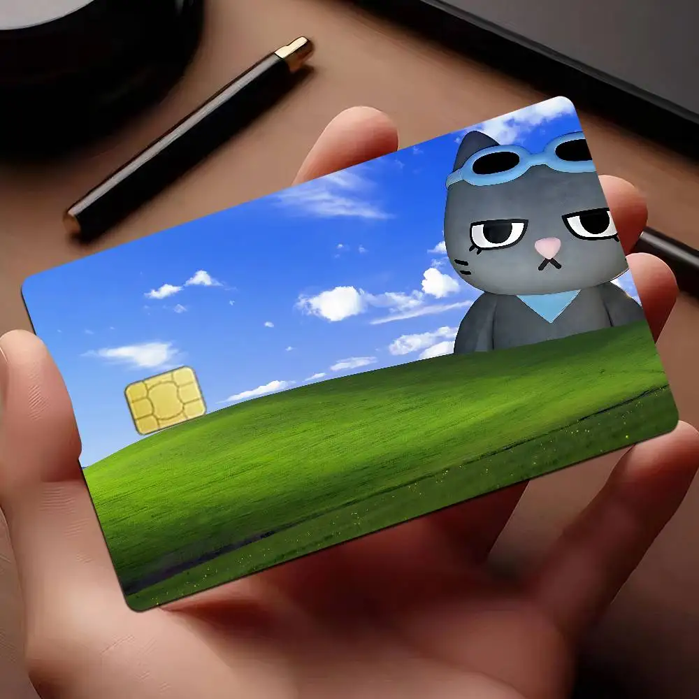 القطط والكلاب محاكاة ساخرة مجردة مضحك الرموز أنيمي ملصق فيلم غطاء الجلد لبطاقة الائتمان بطاقة الخصم البنك الجبهة