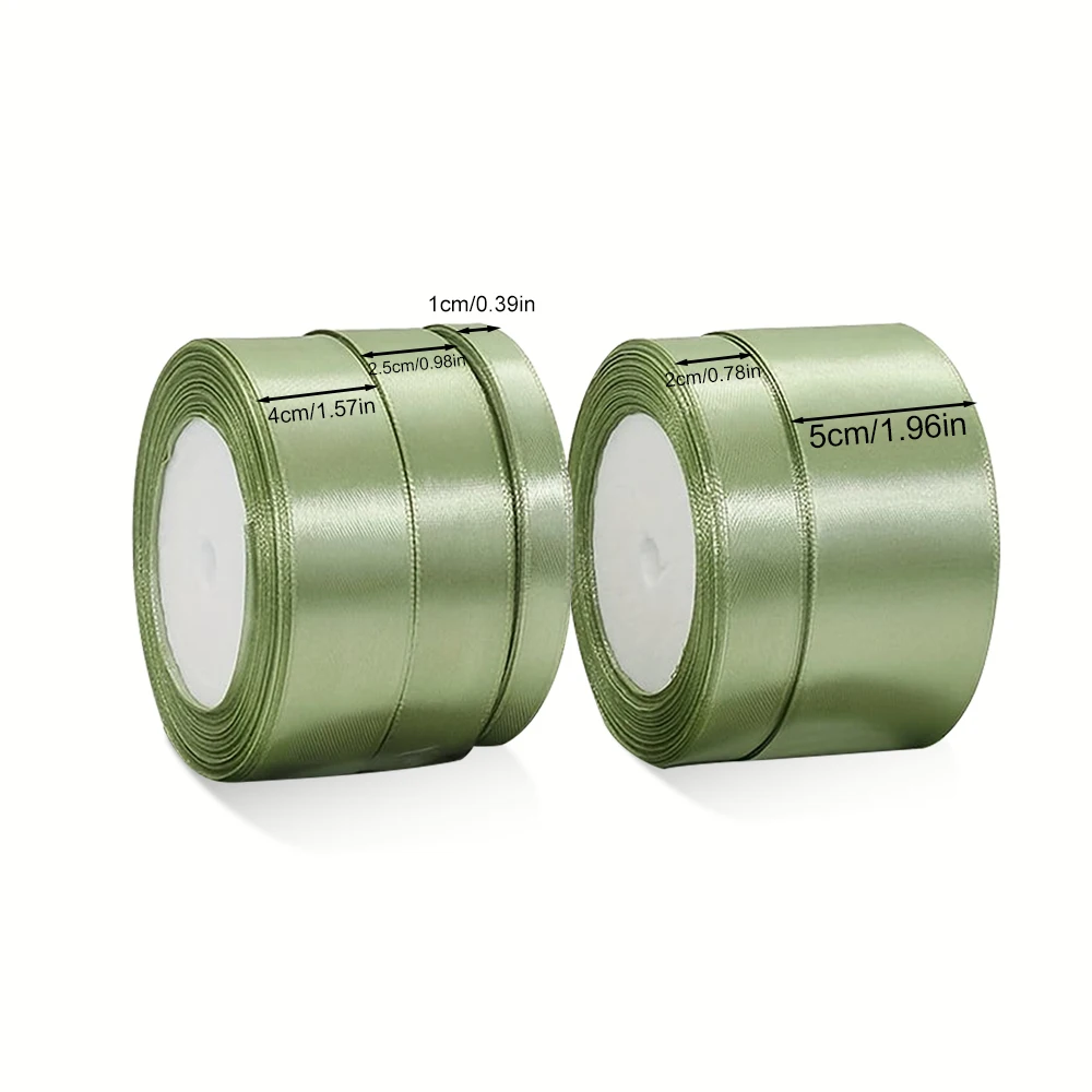 Sage Green Ribbon -1 roll, various widths (1-5 cm), 22 meters long - perfect for DIY bouquets and gift wrapping