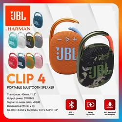 JBL-Clip 4 alto-falante portátil sem fio Bluetooth, mini alto-falante ao ar livre, à prova de poeira e impermeável, IP67, original