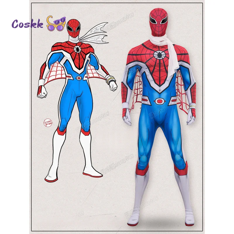 

Movie Japanese Spider Cosplay Costume 3D Jumpsuit Spider Web Scarf Headgear Prop Halloween Carnival Party PlayRole Clothes