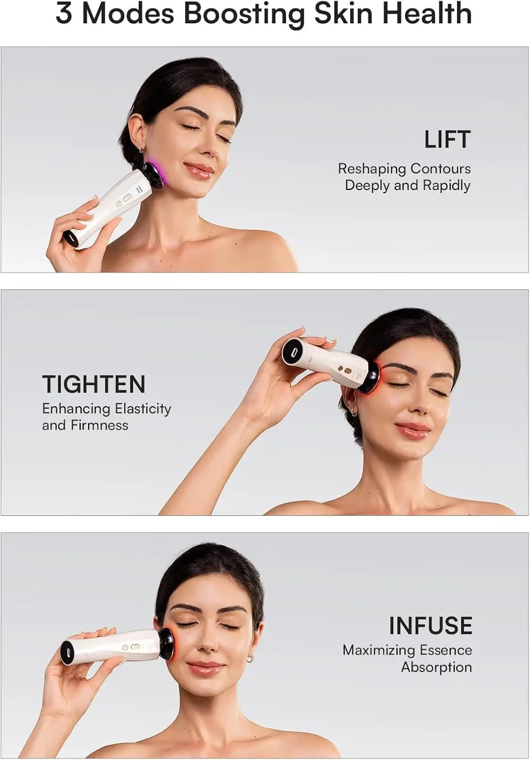 

Customizable Three in one red light facial and neck beauty device, a skincare tool used to eliminate skin swelling and tighten