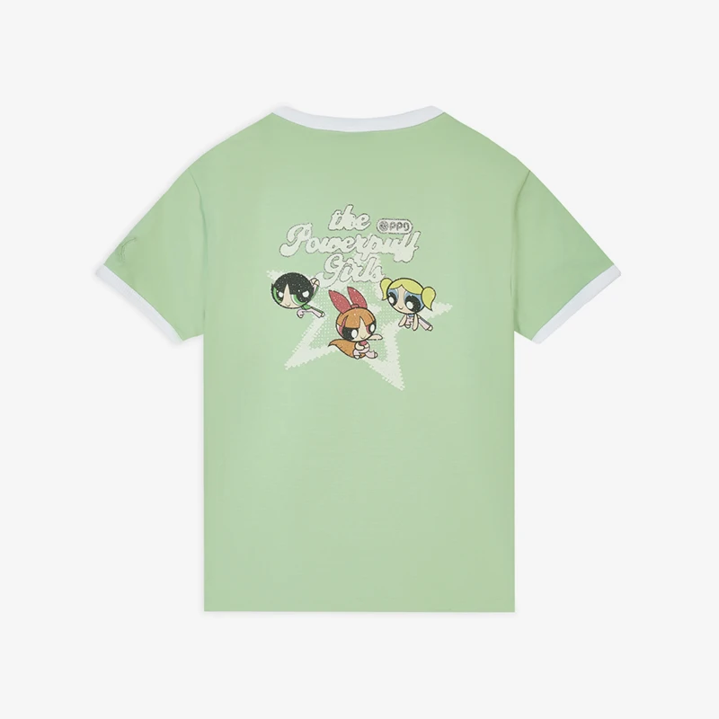 Puma genuine new women's light green and white slim fit soft skin friendly short sleeved T-shirt 637471-38