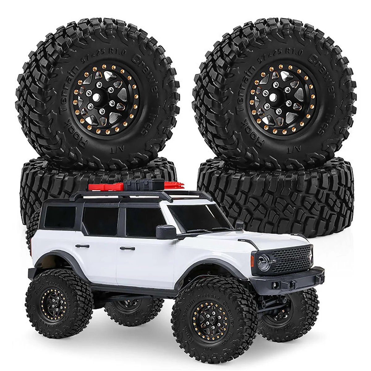 

1.0 inch Metal Beadlock Wheel & Tire Upgrade Set for 1/18 1/24 RC Crawler TRX4M Ascent-18 Axial SCX24 FMS24