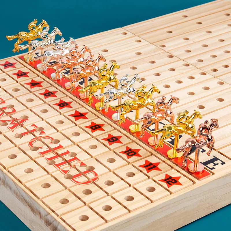 Permainan Papan Balap Kayu Interaktif Baru yang Unik, Mainan Meja Edukatif untuk Usia 3 Tahun ke Atas, Lintas Batas