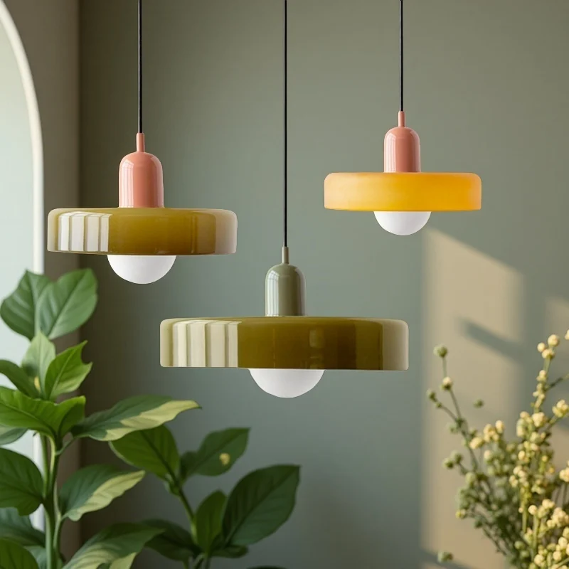 

European Retro Style Pendant Lamp Glass LED Chandelier Dia 25cm Restaurant Bar Counter Atmosphere Lights E27 Living Room Bedroom