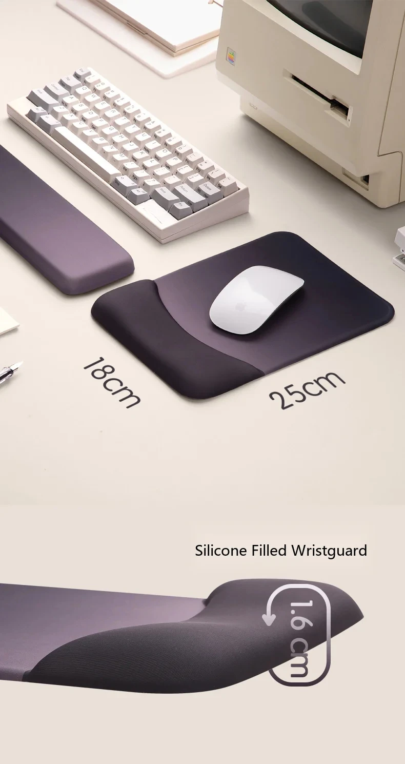 Quadratisches Silikon-Handgelenkauflage-Mauspad, ergonomische Schreibtischunterlage für Büro und Gaming, 4 Farben mit Tastaturunterstützung – Detail 1