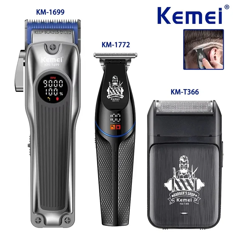 Kemei KM-1699 Electric Hair Clippers KM-1772 USB Rechargeable Hair Trimmer KM-T366 Men Shaver Cordless Haircut Machine 9000rpm