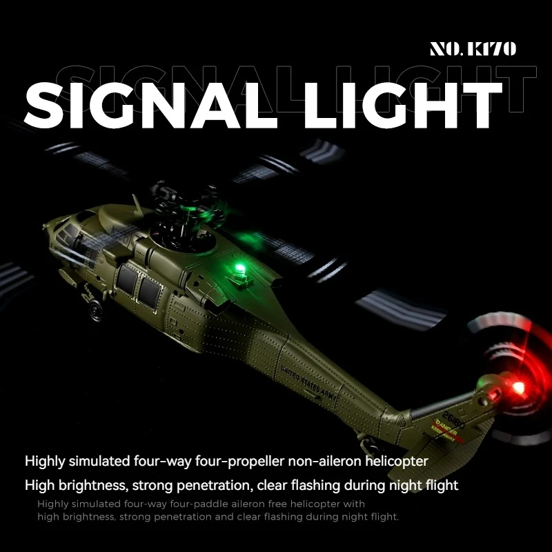 Helikopter zdalnie sterowany Weili K170 Black Hawk, czterokierunkowy, bezszczotkowy, model samolotu o stałej wysokości, model symulacyjny Uh60l, zabawka.
