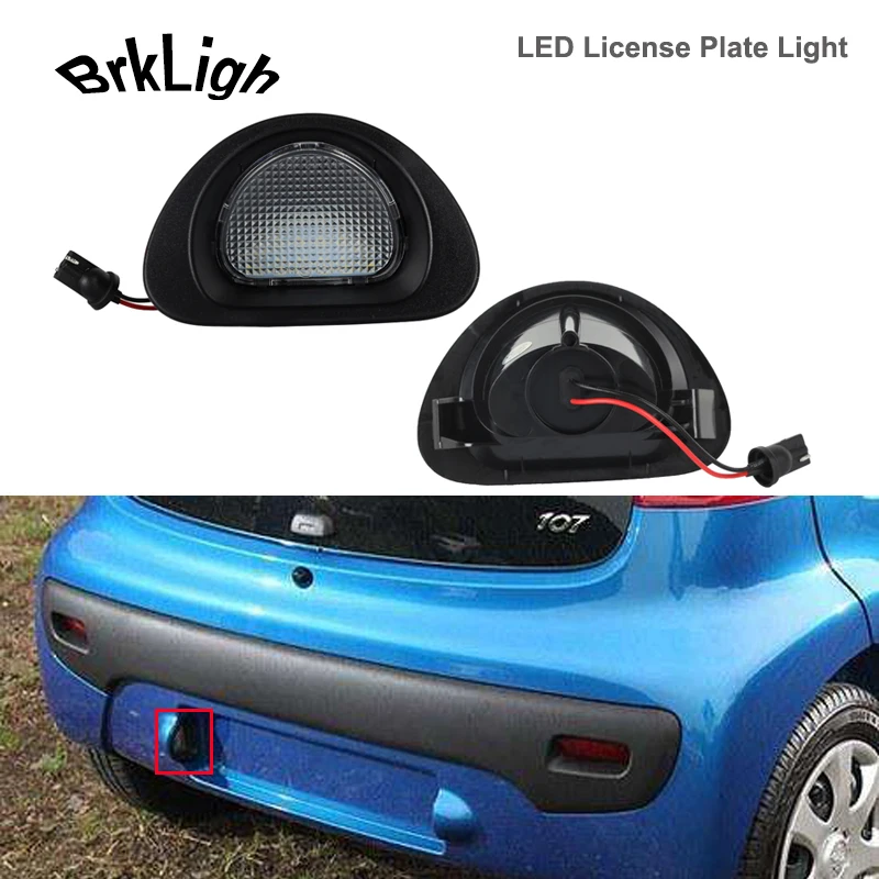 

2Pcs Canbus White LED License Plate Lights Rear Number Plate Lamps For Peugeot 107 2005-2014 Citroen C1 2005-2013 Car-Styling