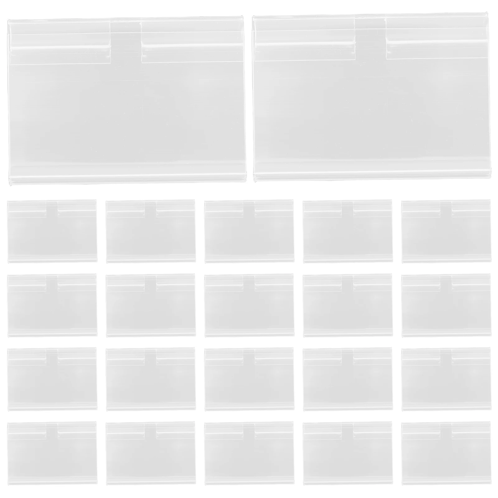 

60 Sets Clear Plastic Label Holder Display Clips Basket Shelf Bin Labels on Pvc Holders