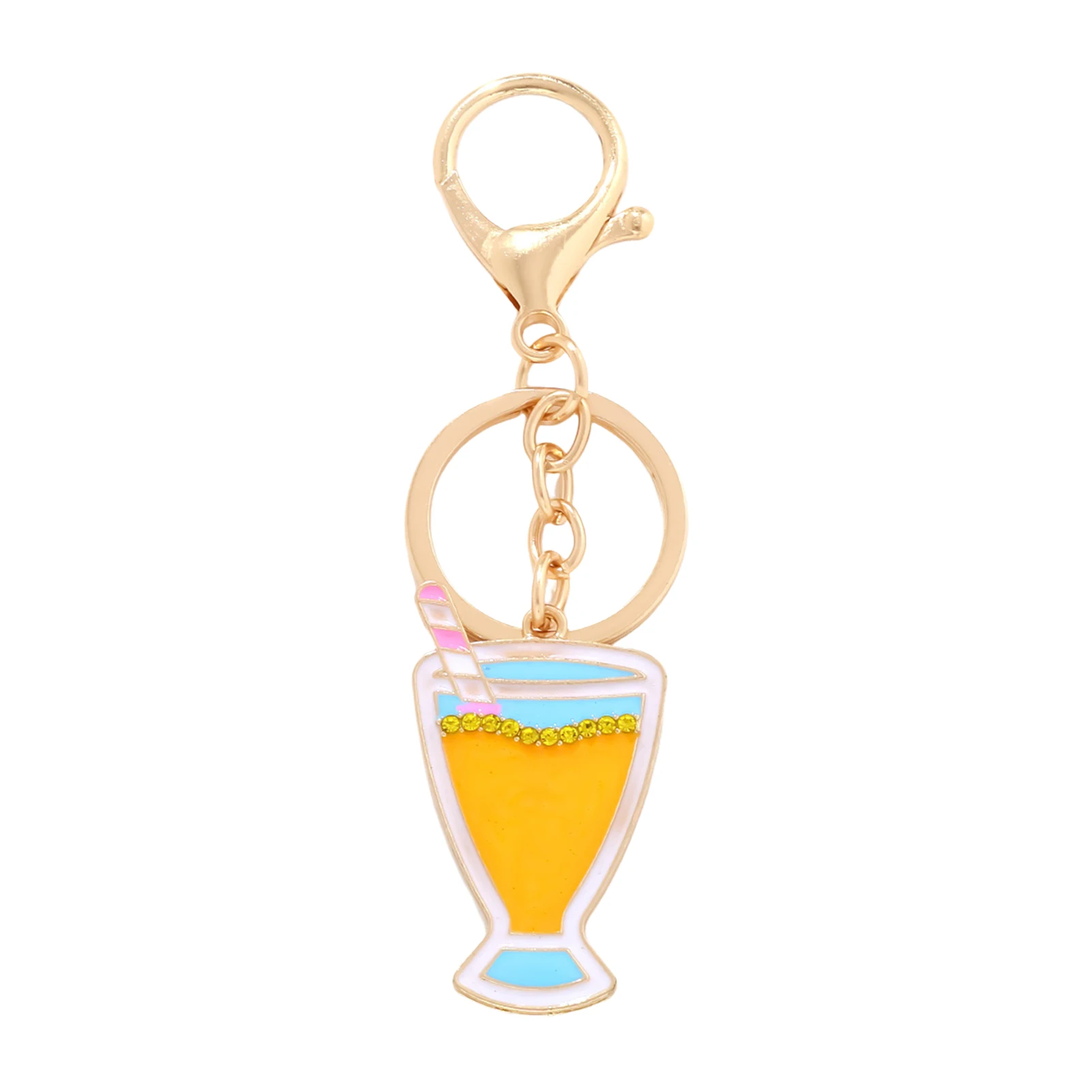 Cocktail Glass Keychain Functional Pendant for Party Gifts Stylish Enamel Alloy Accessory for Women's Handbags Durable