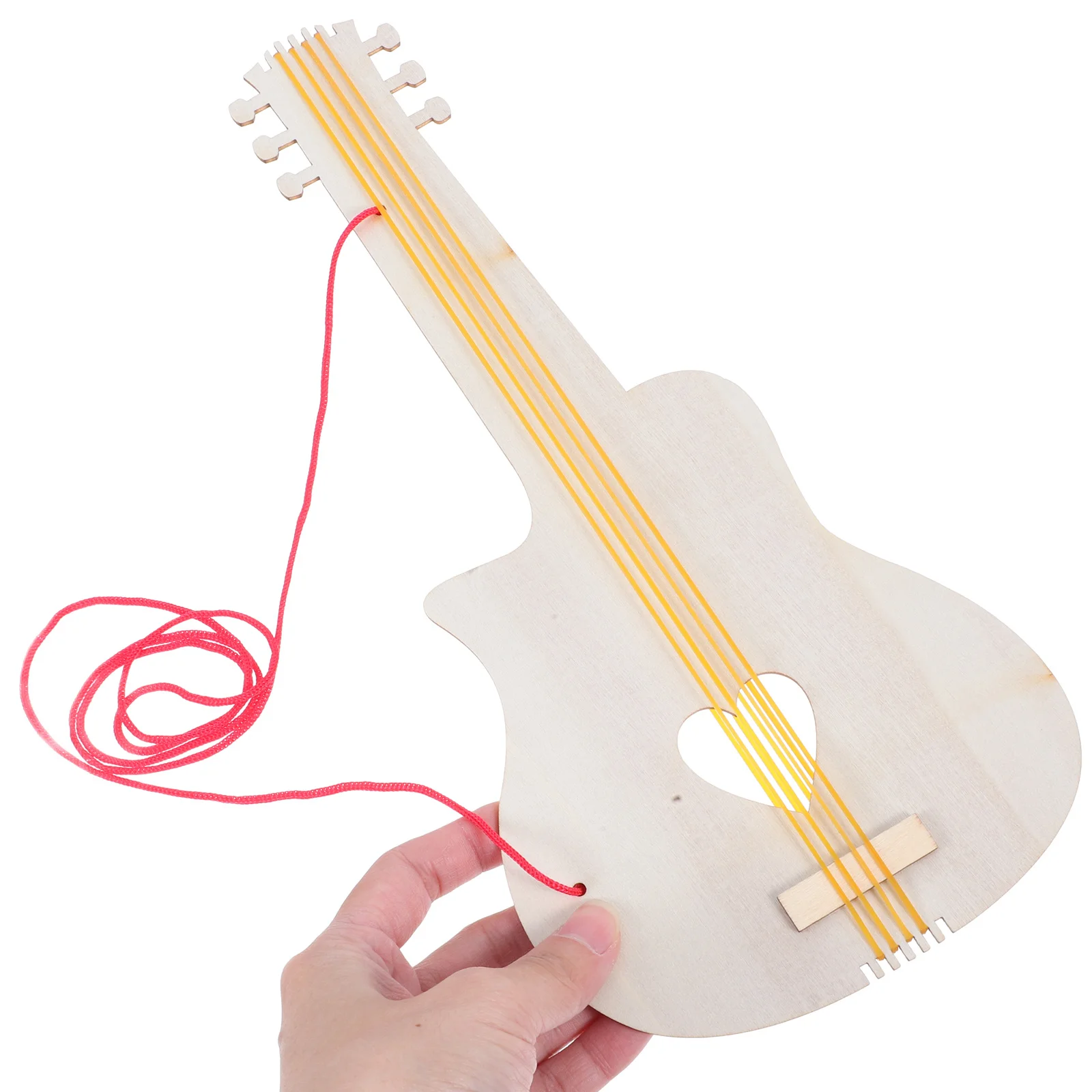 2 Stuks Kids DIY Houten Gitaar Craft Kit Natuurlijke Ongeverfd Muziekinstrument voor Kunst Decoratie Verbeelding Ontwikkeling