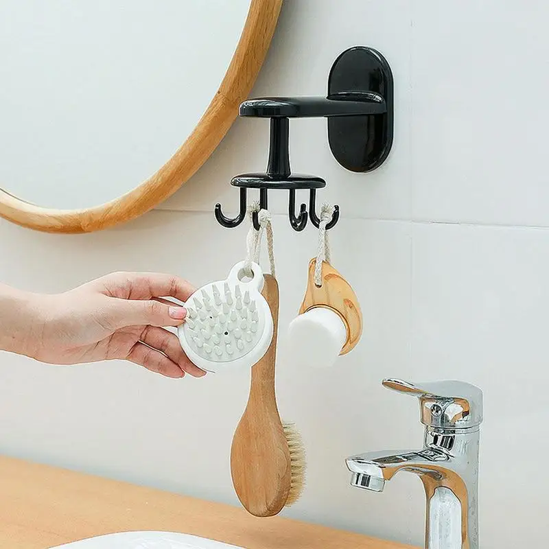 8 Haken Draaibare Haak Hanger Muur Mount Zelfklevend Gemakkelijk Toegang Multifunctionele Muur Haken Voor Keuken Badkamer Organizer