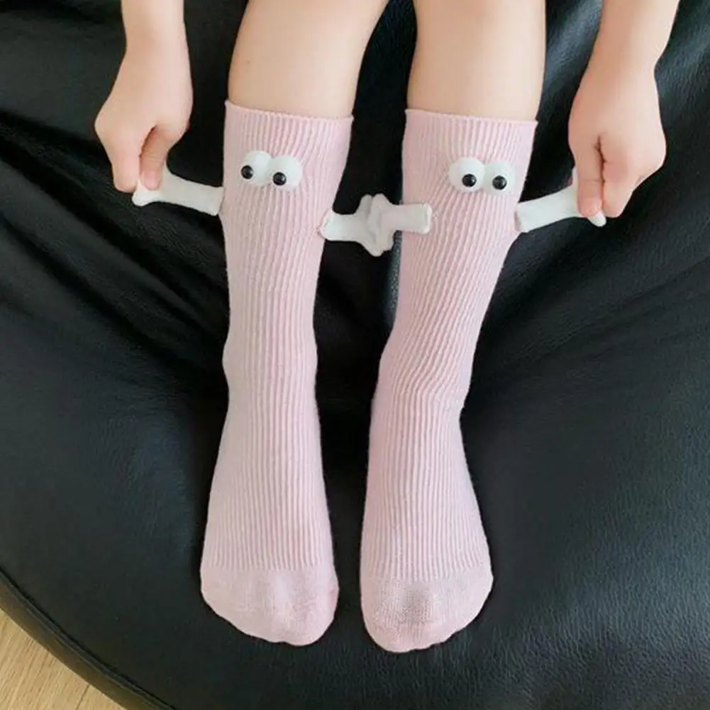 1pair Child Magnetic Attraction Hands Socks Novelty Funny Creative Eyes Couples Socks Hand In Hand Socks For Gifts Foot Care