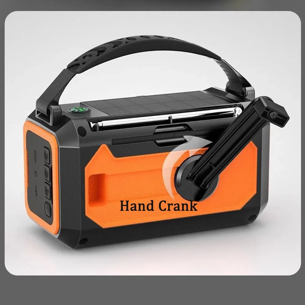 12000mAh Portable Radio With Hand Cranked Solar Charging AM FM WB With LED Flashlight Portable Power Bank Outdoor Emergency Radi