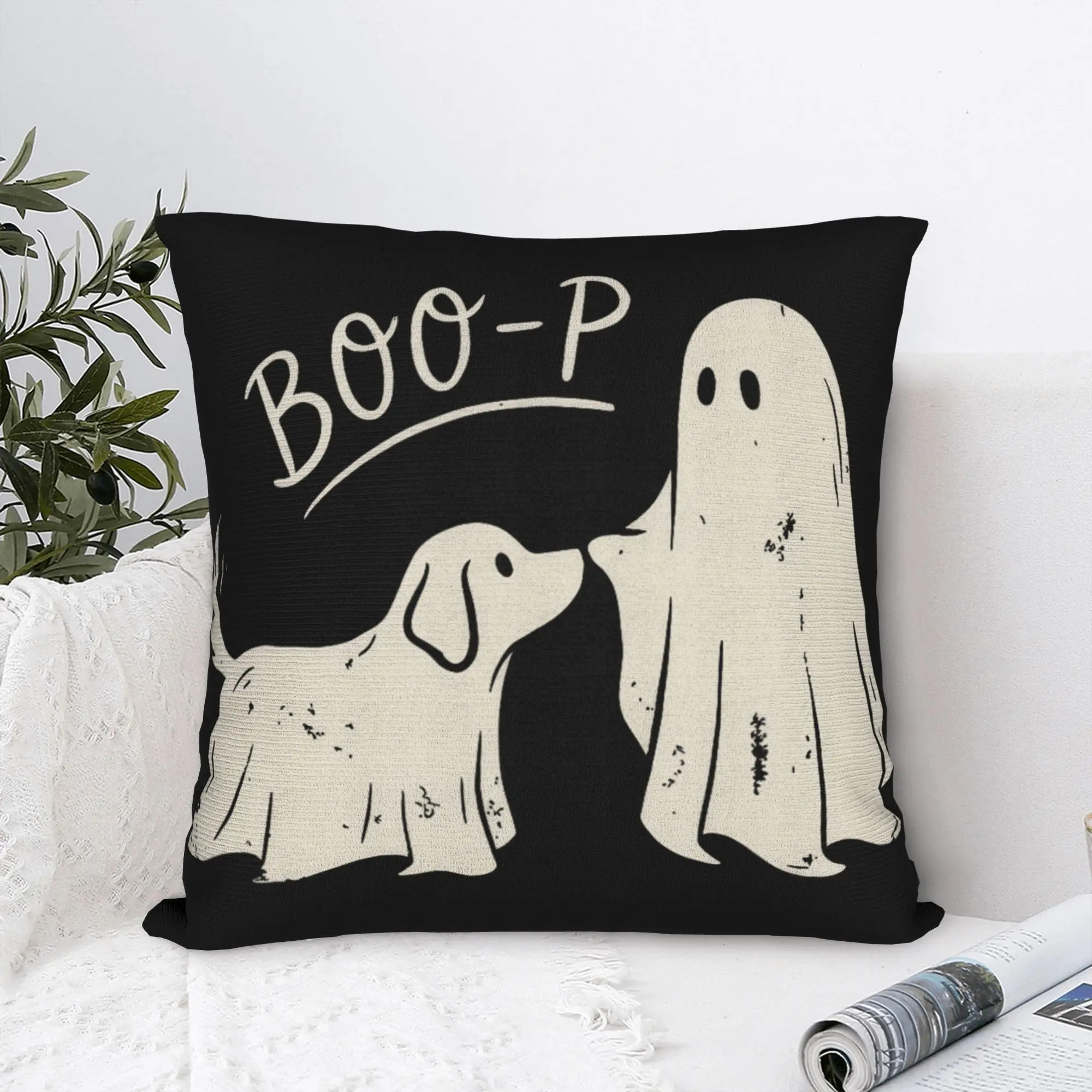 Boo P Ghost Dog Nose Boop Halloween Costume Animal Pillow Case  Comfy Pillow Cover Kawaii Pillowcases For Living Room Chair