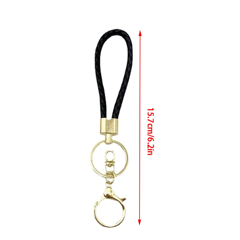 Pu Leather Braided Rope Keychain For Women Men Woven Rope Keyring DIY Bag Pendant Keyring Car Key Holder Trinket Jewelry Gift