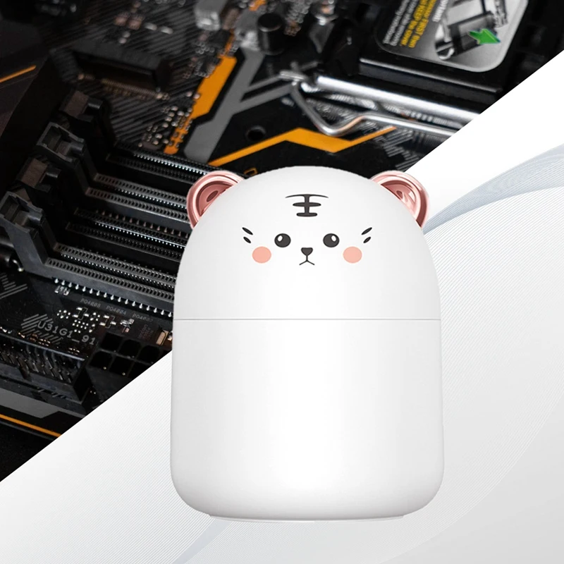 250Ml Mini Cute Pet Air Purification Humidifier + Atmosphere Light For Home White