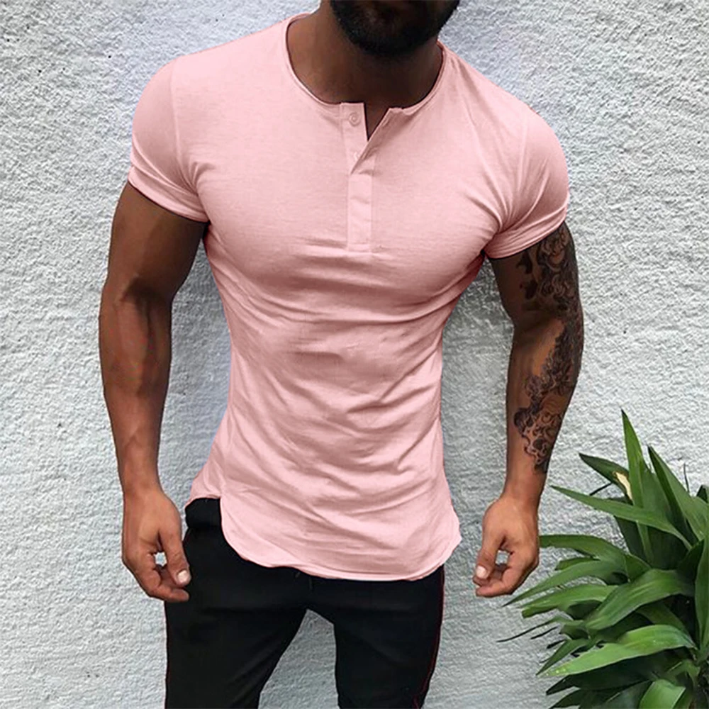 Replacement 100% Brand New T Shirt Summer Vest Mens Plain Pullover Button Slim Fit Tops Breathable Comfortable