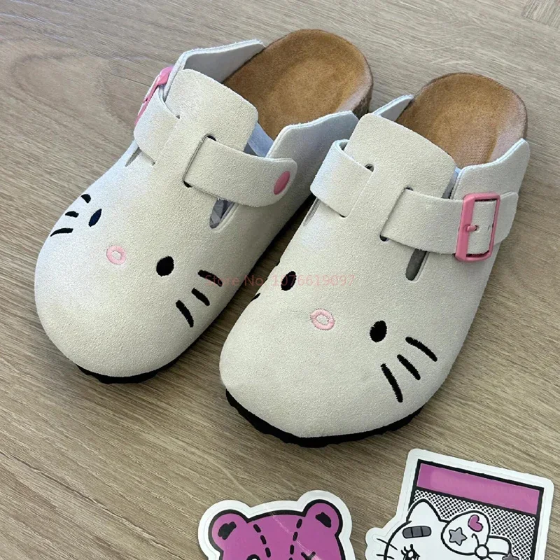 2024 Kawaii Hello Kitty Slippers Anime Cartoon Sanrio Cute Sweet Spring and Autumn Thick Sole Non-slip Slippers for Women Gift