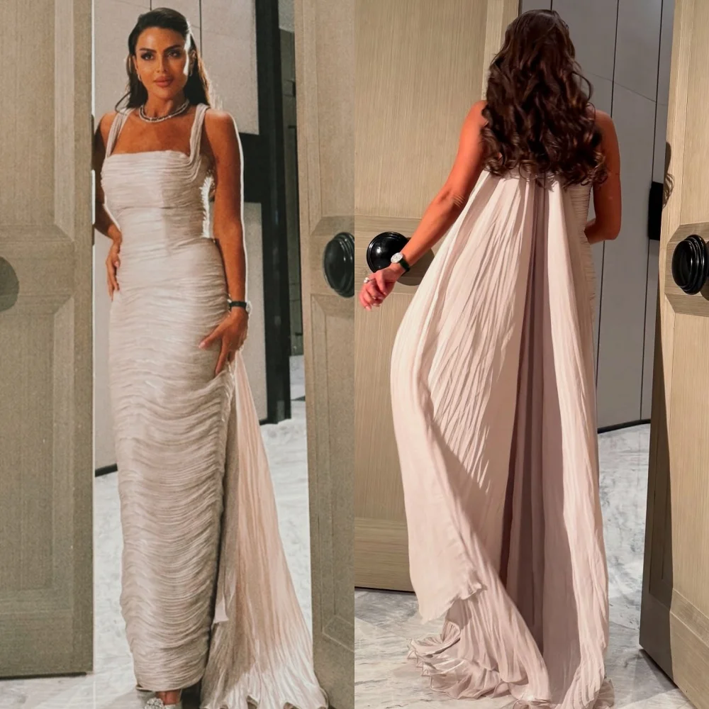 

Customized Intricate Formal Ruched Pleat Straight Spaghetti strap Long Dresses Bespoke Occasion Dresses Sizes Available Matching