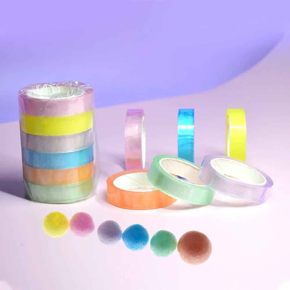 6 Color Ice Crystal Transparent Sticky Balls Set DIY Thread Pulling Adhesive Tape Stress Relief Fun Activity for All Ages