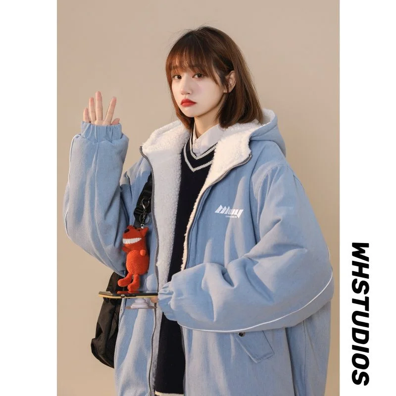 2023 Winter New Two Sided Cotton Dress Women Design Sense Fashion Plush Thickened Lamb Wool Cotton Coat Winter Jacket Women