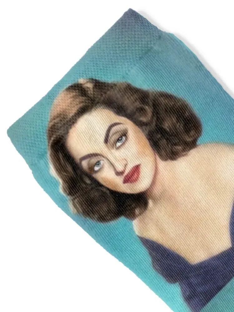 Bette Davis Vintage Blue Portrait Socks colored sheer anti slip football Socks Woman Men's