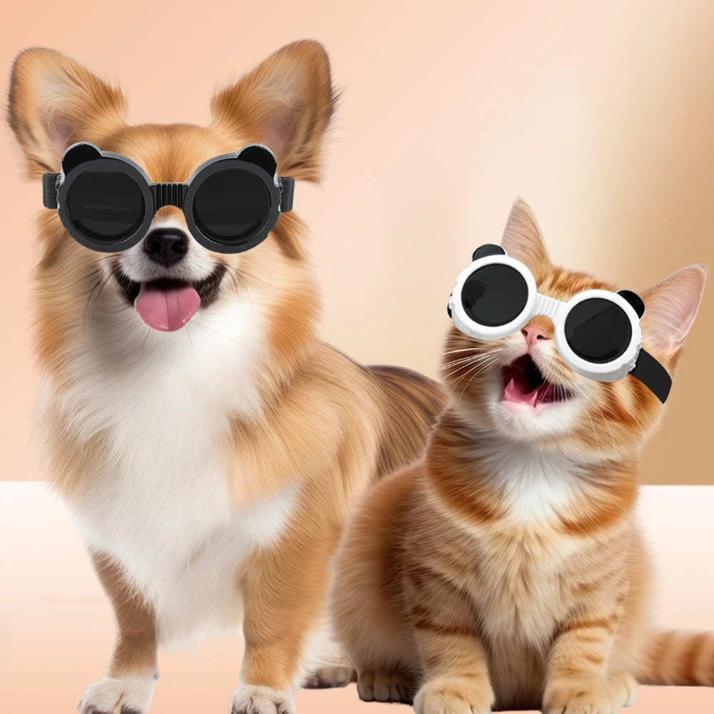 

Small Dog Sunglasses Dog Goggles With 2 Adjustable Elastic Bands UV Resistant Lenses Ventilation Openings Sunglasses For Puppy